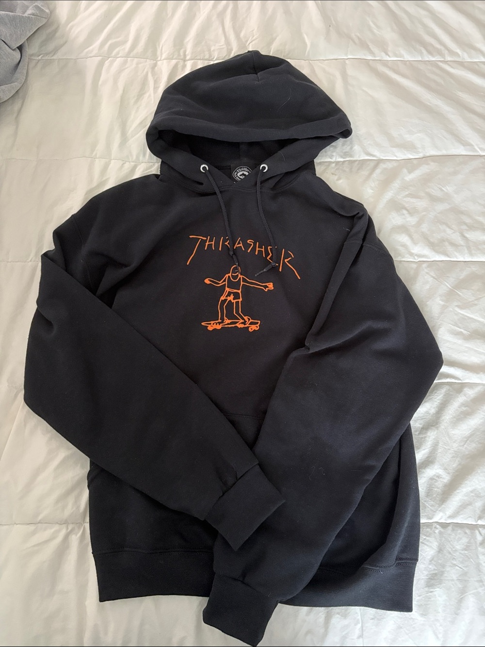 Thrasher Black Hoodie with Orange Skate Graphic - Men’s Pullover